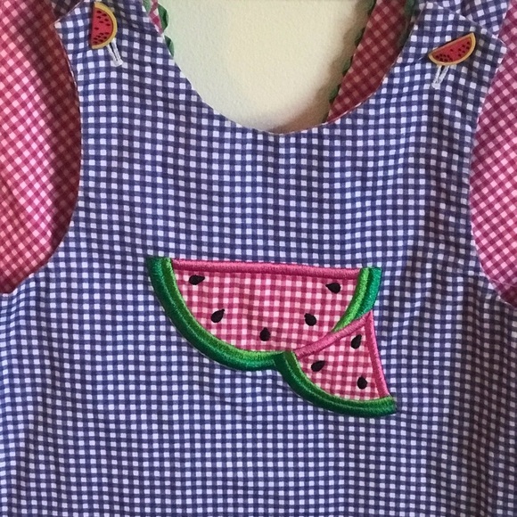 Rare Vintage 1980’s Watermelon Gingham Pinafore Apron - Picture 5 of 7